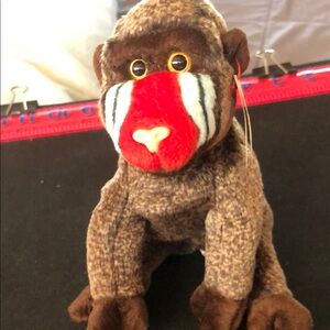 Plush Mandrill Toy - Brown and Red